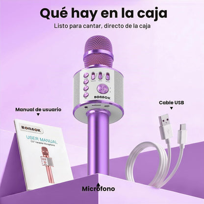 BONAOK - Micrófono inalámbrico Bluetooth de karaoke, 3 en 1; máquin...