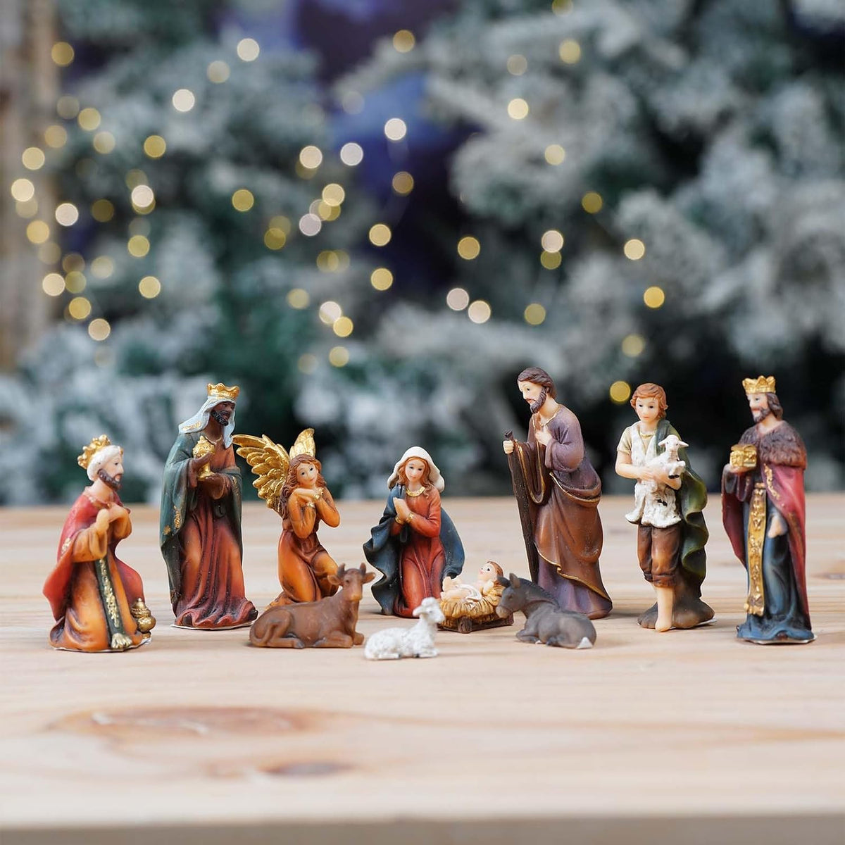 Zayton Juego de Belén de Navidad con figuras de Belén de 3.25 pulga...
