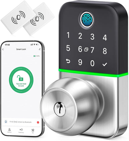 Cerradura de puerta inteligente con teclado y pomo: Cerradura de en...