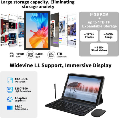 ICONLINK - Tablet Android 16 de 10 pulgadas, 12 (3+9) GB RAM+64GB R...