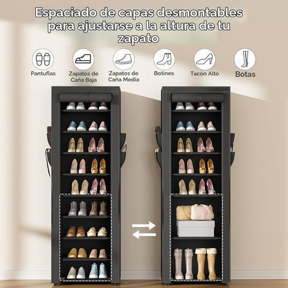 LANTEFUL Zapatero estrecho con tapa, organizador de zapatos de 10 n...