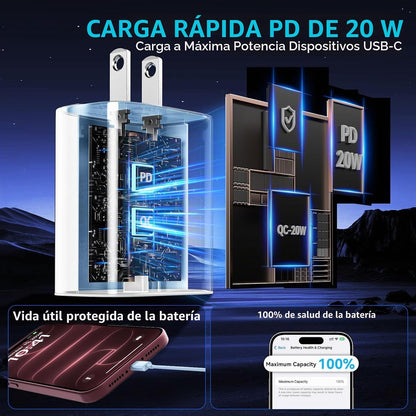 Cargador rápido para iPhone 18 17 16 Pro Max, cargador USB C de 20...