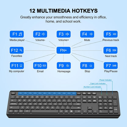 Combo de teclado y mouse inalámbricos, teclado ergonómico silencios...