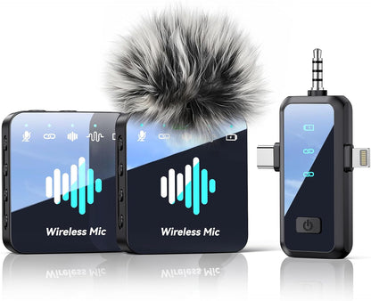 Micrófono Lavalier inalámbrico: micrófonos duales para iPhones Andr...