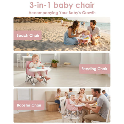 Tiny Marvels Silla de bebé, silla alta portátil para viajes y playa...