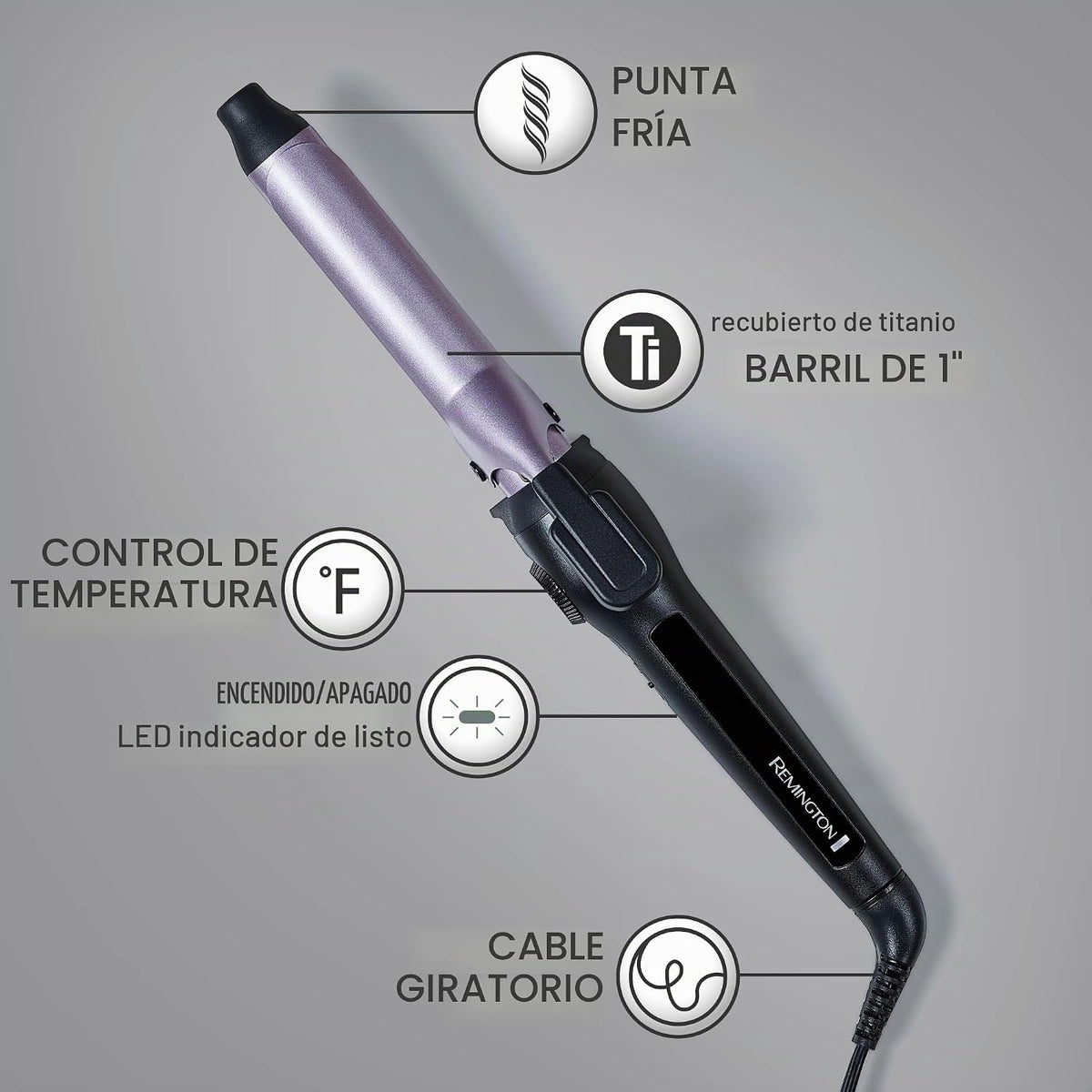 Remington Rizador con clip antiestático de 1 pulgada con protección...