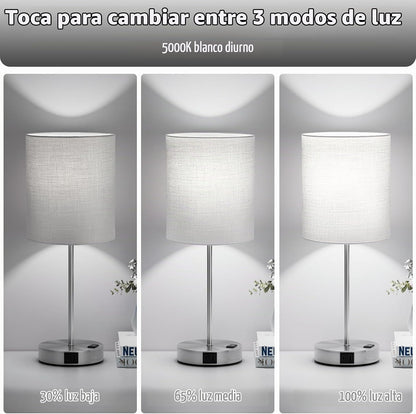 Juego de 2 lámparas táctiles grises de 17.6" para dormitorio, r...