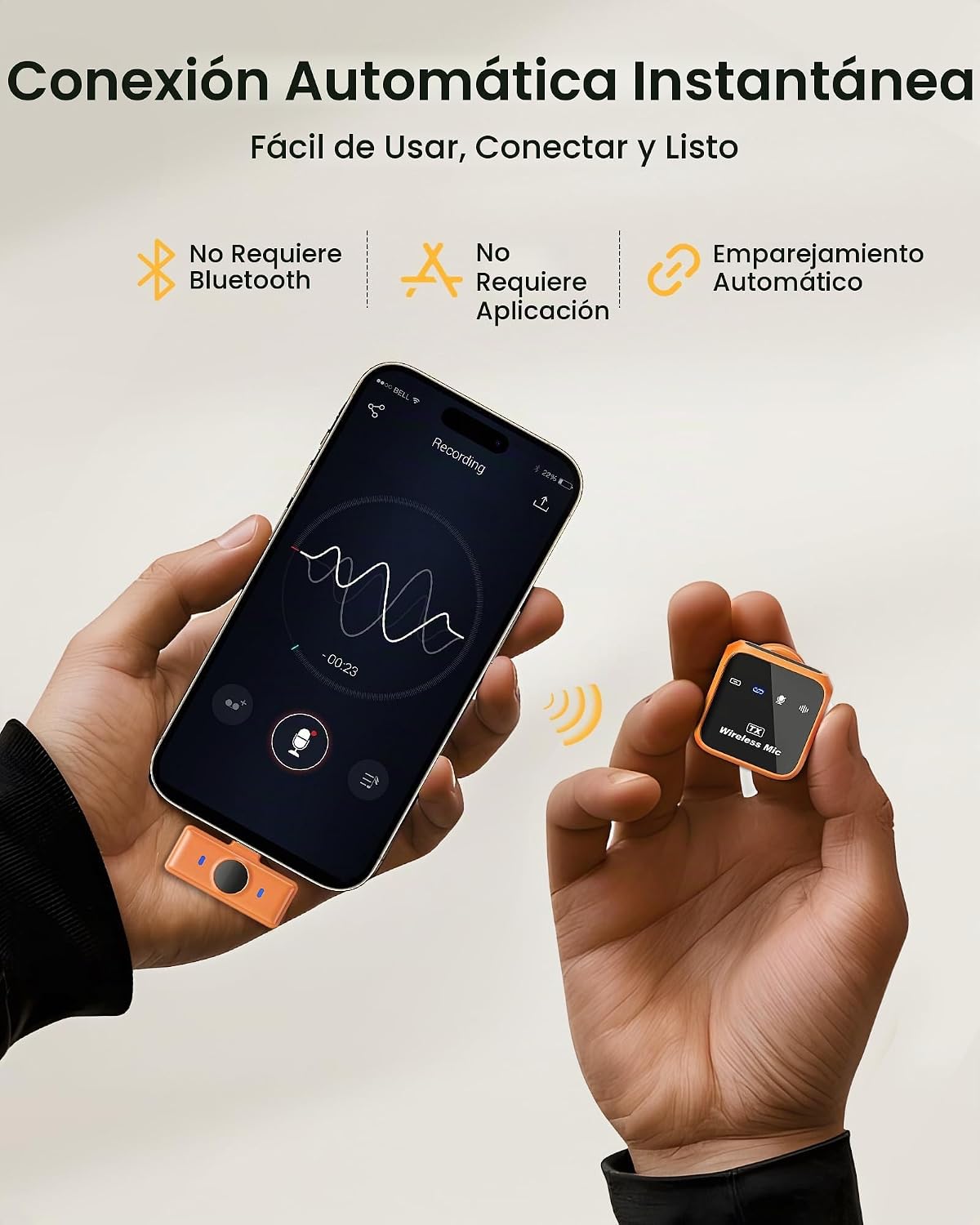 KUKIHO Micrófono Lavalier inalámbrico para iPhone, iPad y Android c...