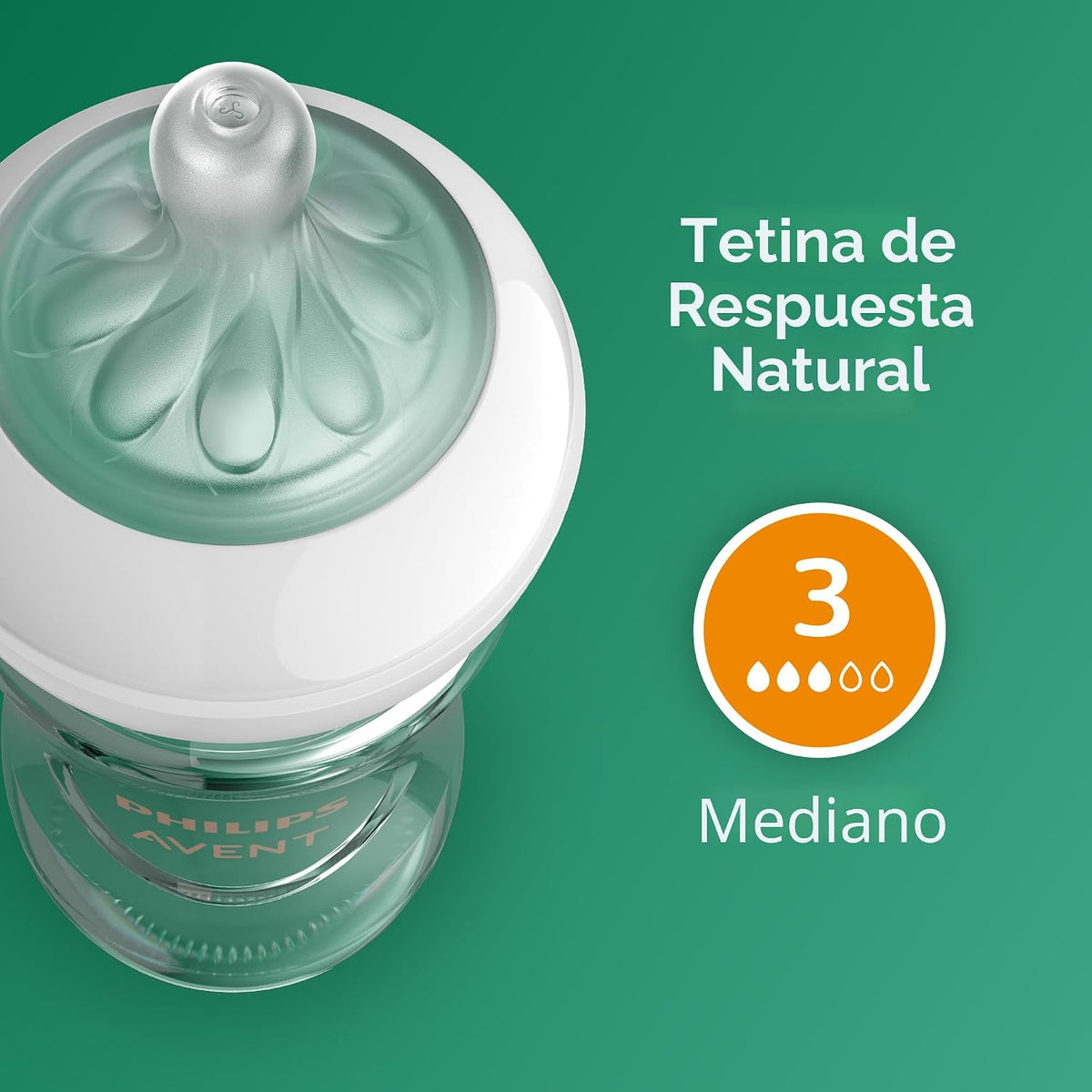 Philips Avent Biberones de vidrio natural, flujo medio, 8 onzas, si...