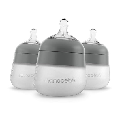 Nanobebe - Biberón de silicona flexible, anticólicos, sensación nat...