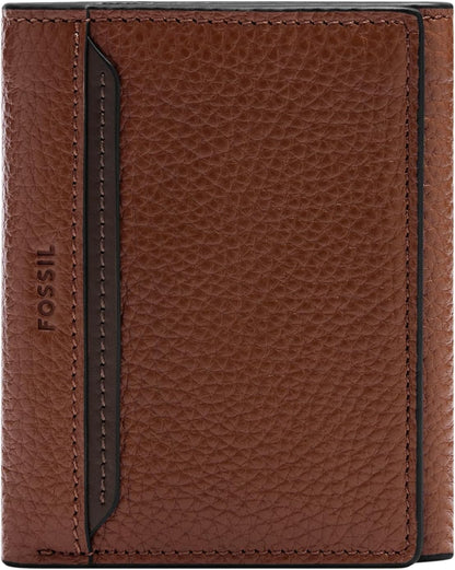 Fossil Huntington - Cartera de cuero triple para hombre, color marr...