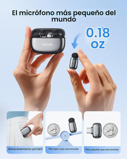 Micrófono Lavalier inalámbrico BOYA mini 2 para iPhone 5-17 y teléf...