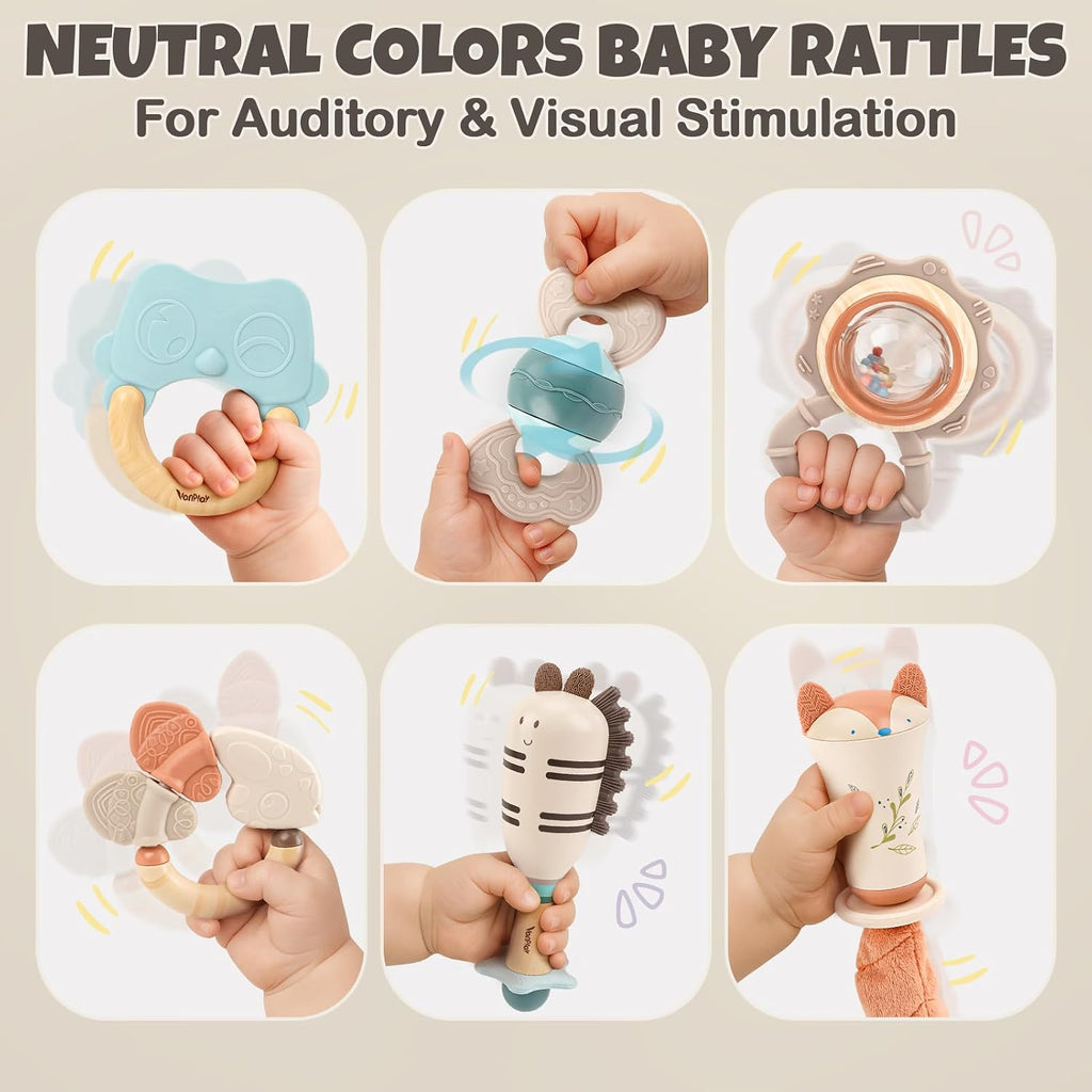 Juego de sonajeros y mordedores para bebés de 0 a 6 meses, juguetes...