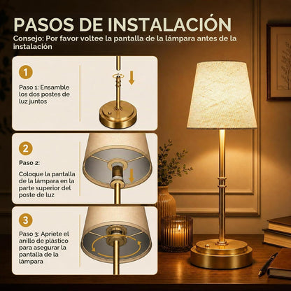 Lámpara de mesa inalámbrica recargable, mesita de noche a mesa auxi...