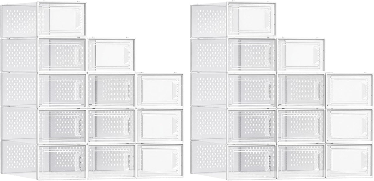 SONGMICS - Cajas de zapatos, caja de plástico transparente para ten...