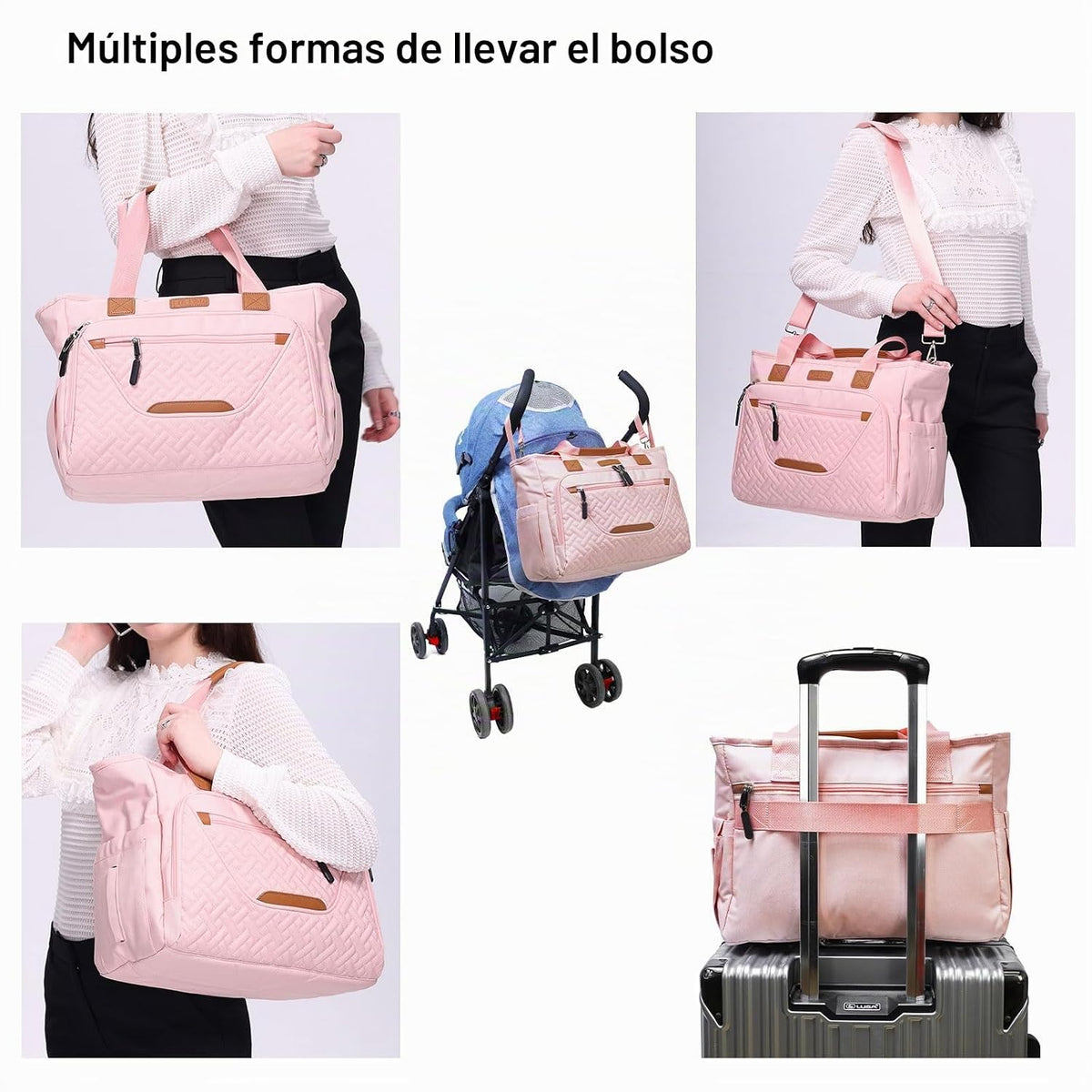 FHELAD Bolsa de pañales para mujer, bolsa de pañales para bebé 16L...