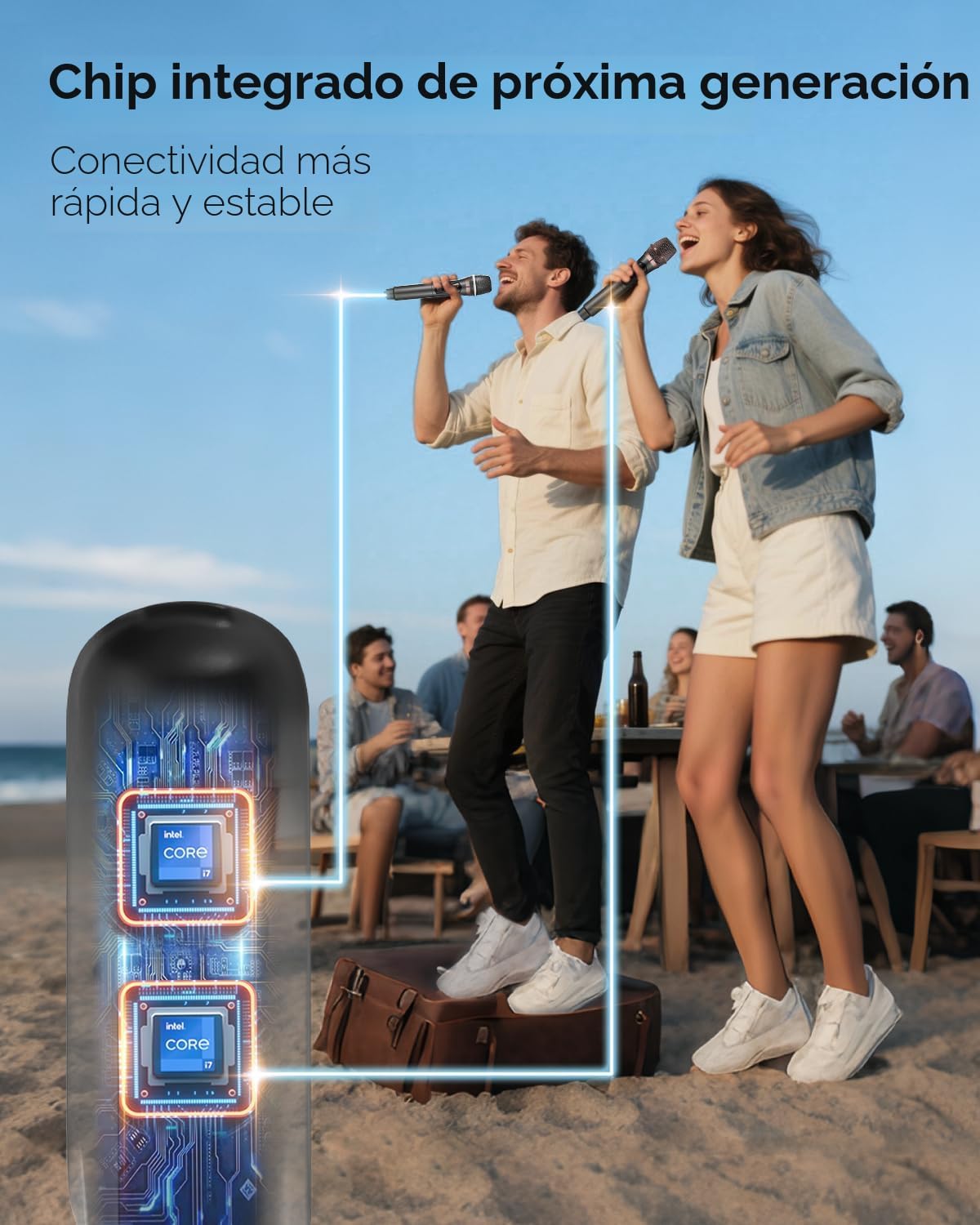 ALPOWL Micrófonos inalámbricos, sistema de micrófono dinámico de me...