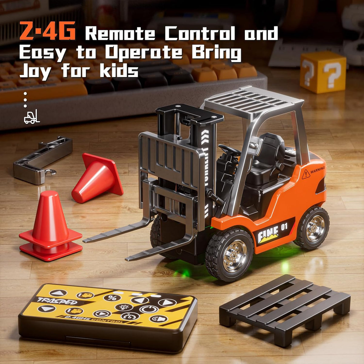 TOPMVP 1\/64 MINI RC Carretilla Elevadora Juguetes, Camión de Ingen...