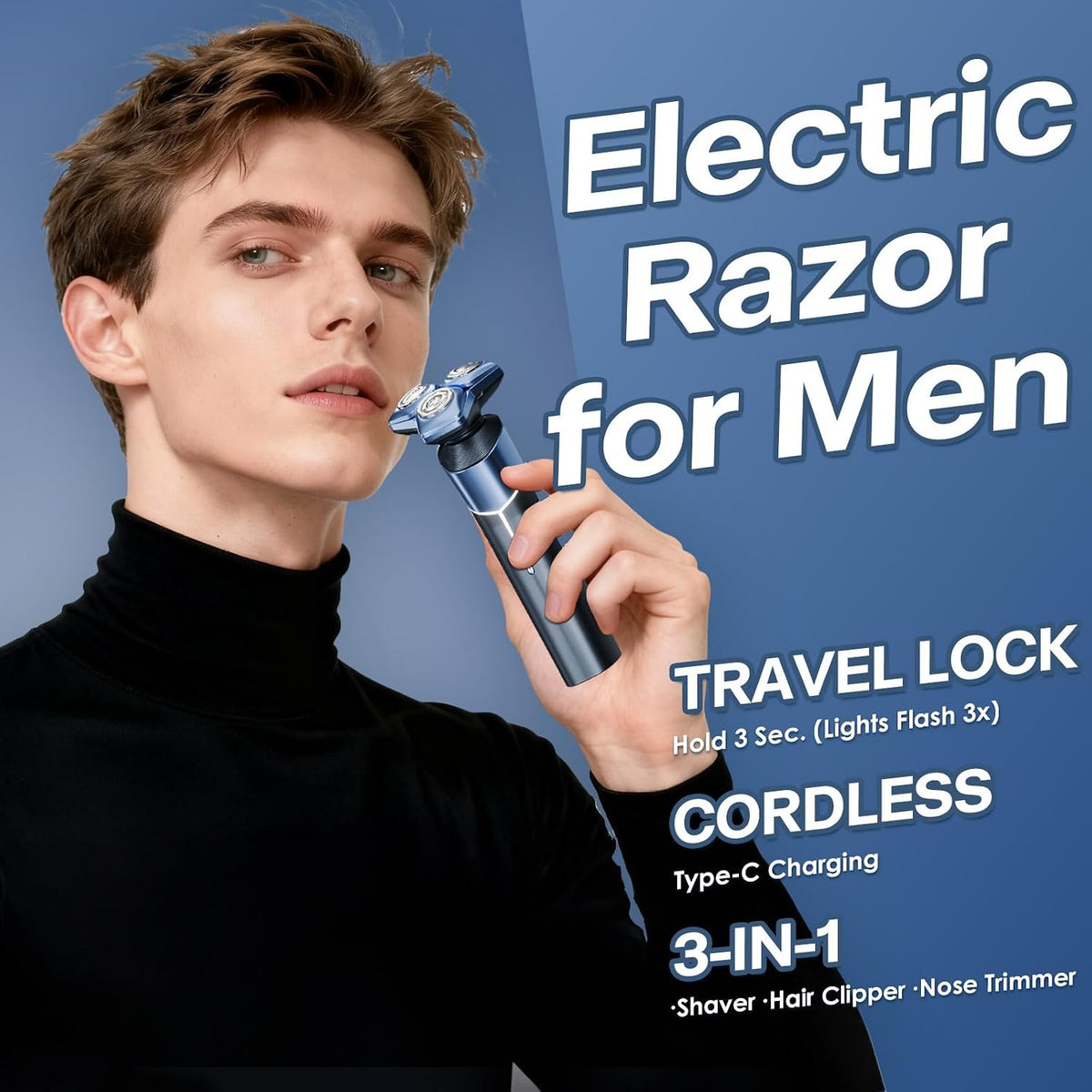 Maquinilla de afeitar eléctrica para hombres, afeitadora giratoria...
