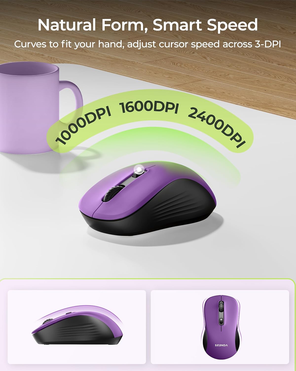 seenda COE200 Combo de teclado y mouse Bluetooth inalámbricos con |...