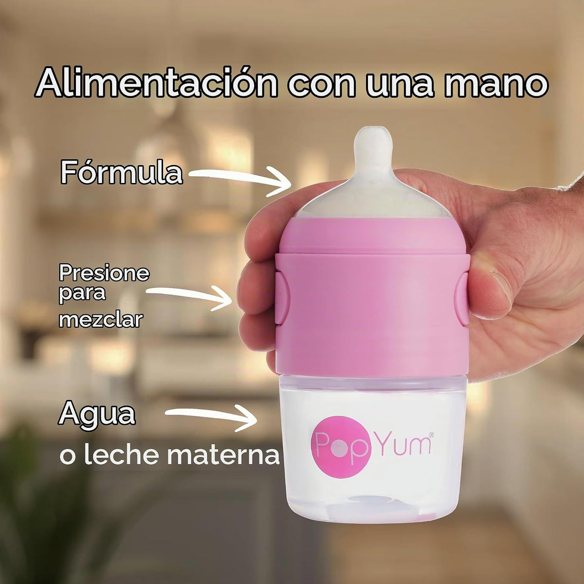 PopYum biberones anticólicos rosas de 5 oz para hacer fórmula, paqu...