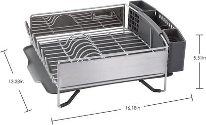 KitchenAid Compacto que ahorra espacio, escurridor de platos con or...