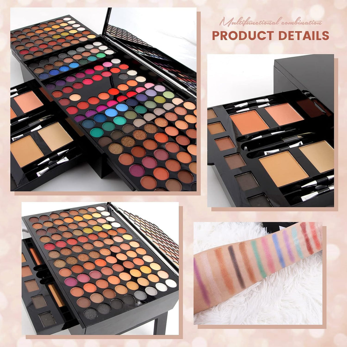 MISS ROSE Juego de maquillaje cosmético de 190 colores en caja de p...
