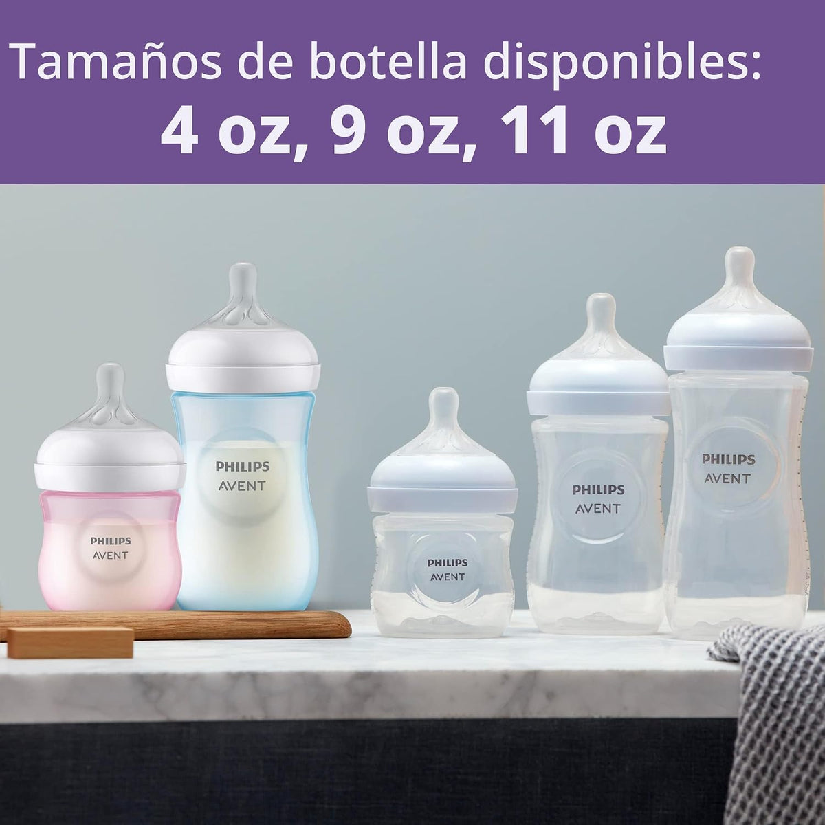 Philips Avent Biberones naturales, flujo medio, 9 onzas, sin BPA, p...