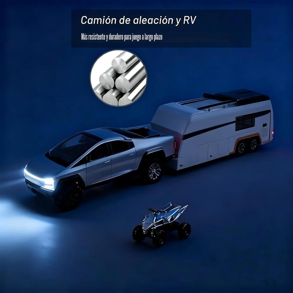 RCOOS Juego de camión de aleación de juguete con remolque y motocic...