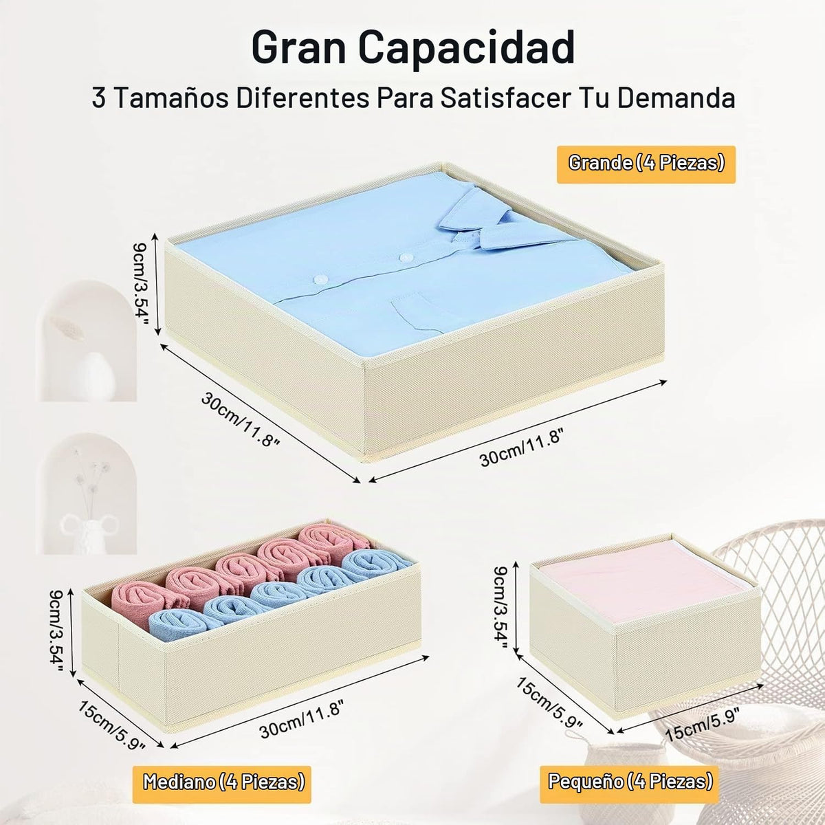 DIMJ Organizador de cajones, paquete de 24 organizadores de cómoda,...
