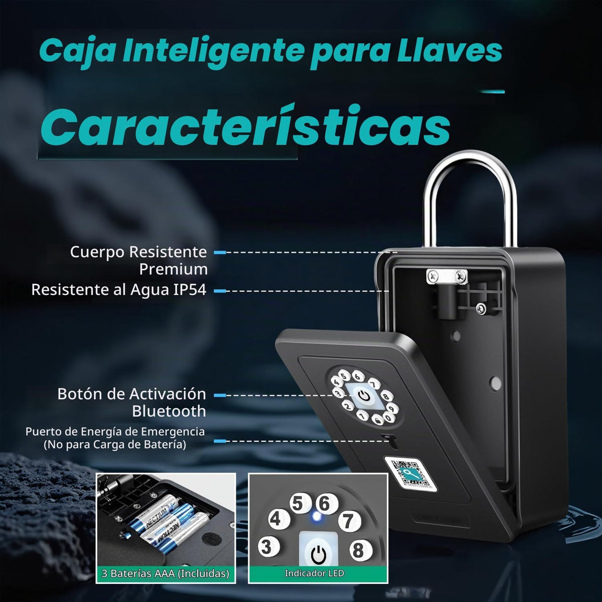 SFW Caja de cerradura inteligente, caja de llaves Bluetooth con con...