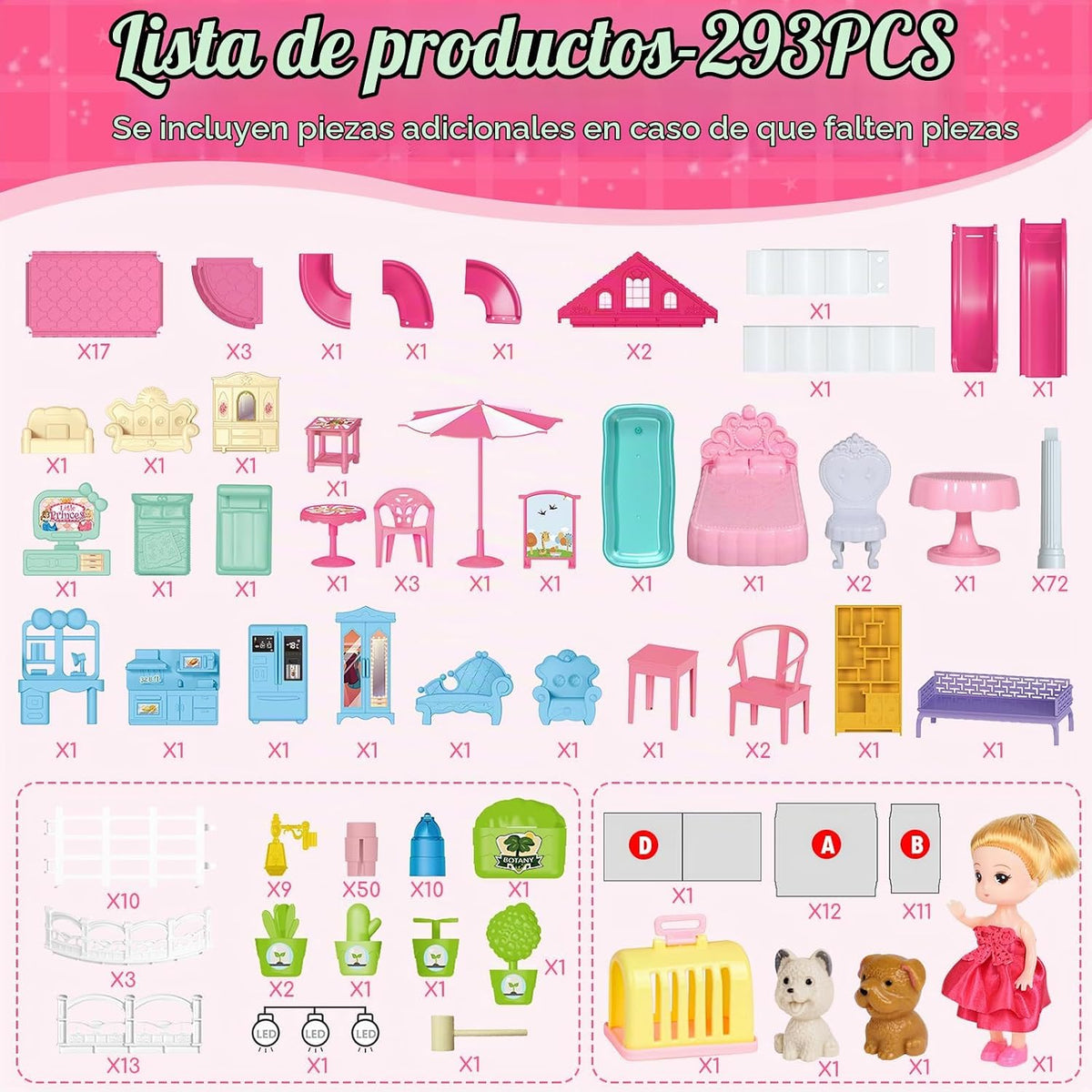 Lehoo Castle Doll House 4 pisos 12 habitaciones, juego de casa de m...