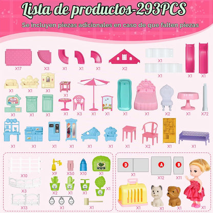 Lehoo Castle Doll House 4 pisos 12 habitaciones, juego de casa de m...