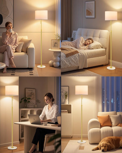 Ambimall Lámpara de pie moderna dorada ajustable en altura, oro y b...