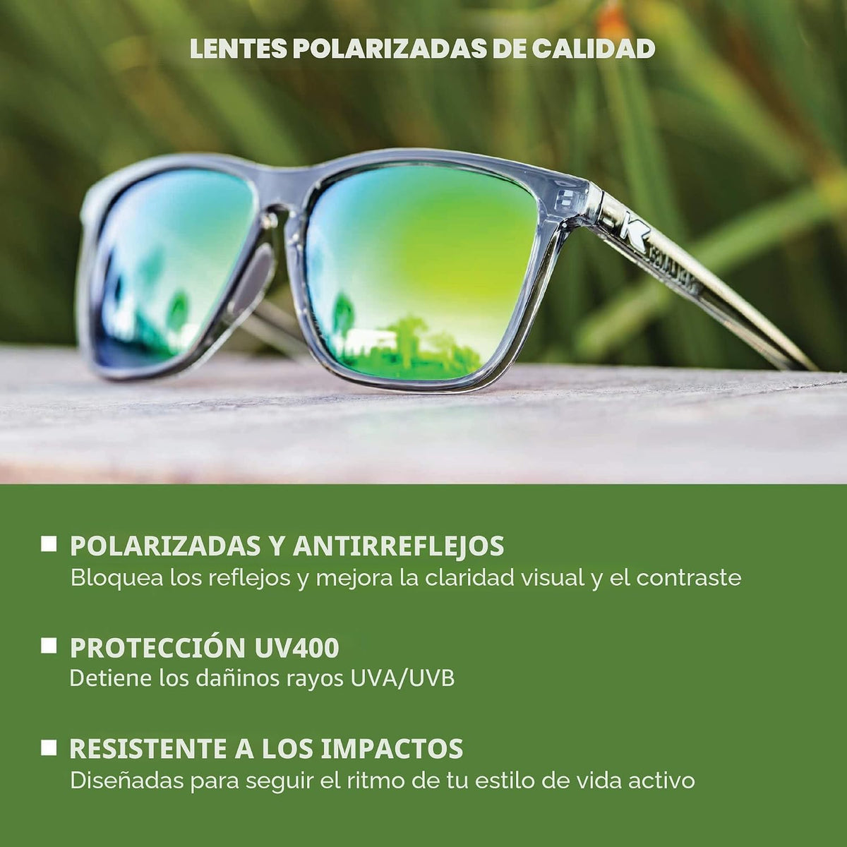 Knockaround Gafas de sol polarizadas cuadradas para hombres y mujer...
