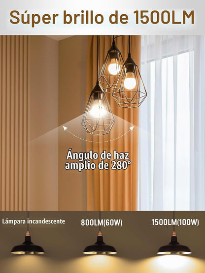 Paquete de 12 bombillas LED equivalentes a 100 W, A19 15 W, blanco...