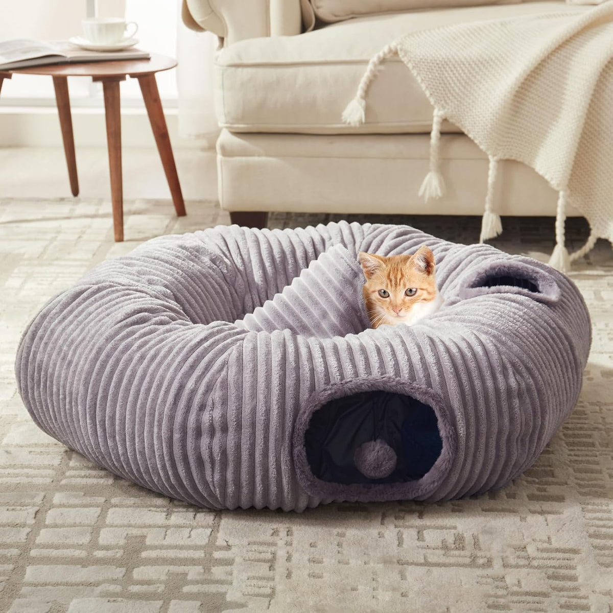 Cama Túnel para Gatos de Interior - Lindo Túnel de Donut para Gatos...