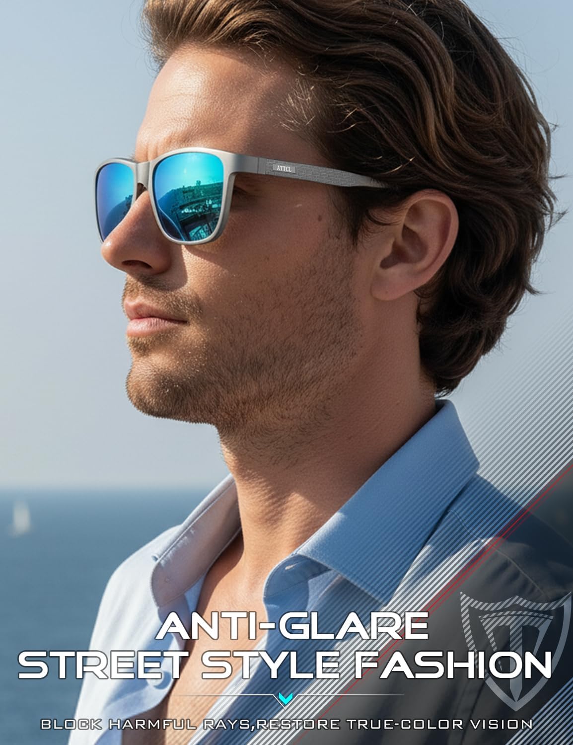 ATTCL Gafas de sol polarizadas para hombre Al-Mg Metal ultraligeras...