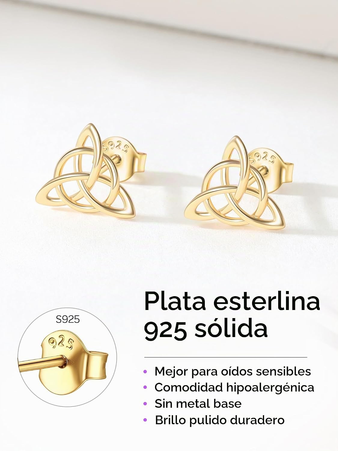 ChicSilver Pendientes celtas para mujer de plata de ley hipoalergén...