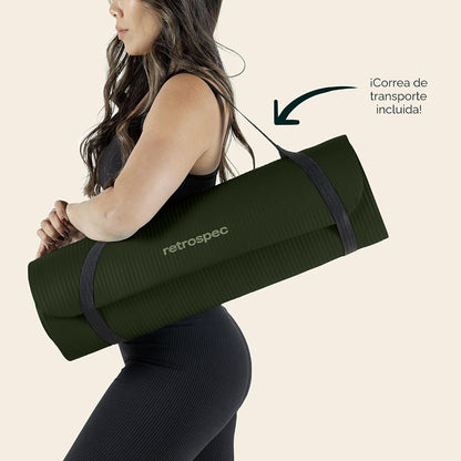 Retrospec Solana - Tapete de yoga grueso de 1\/2 pulgada antidesliz...