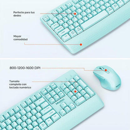 MEETION Combo de teclado y mouse inalámbricos, tamaño completo con...