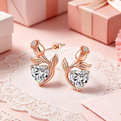 JACUPO Aretes de tuerca con piedra natal de corazón rosa de 0.8 qui...