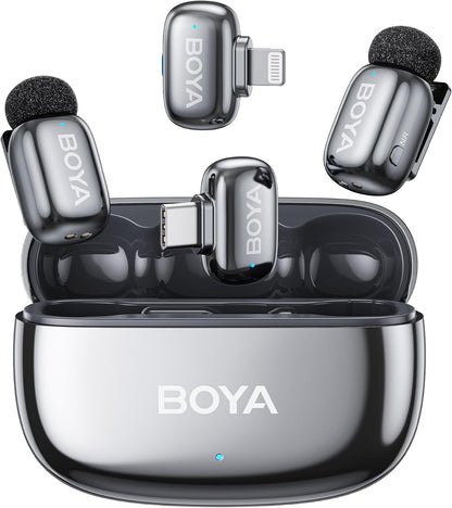 Micrófono Lavalier inalámbrico BOYA mini 2 para iPhone 5-17 y teléf...