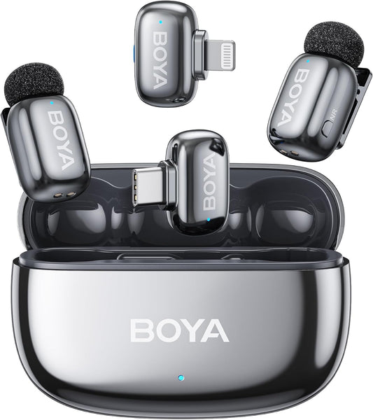 Micrófono Lavalier inalámbrico BOYA mini 2 para iPhone 5-17 y teléf...