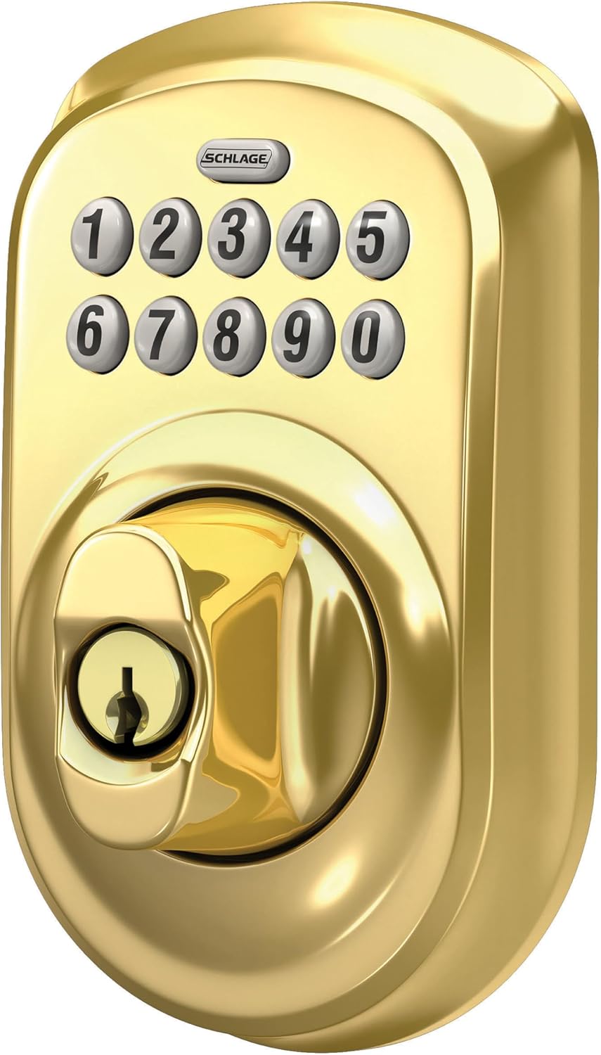 Schlage - Cerradura electrónica para teclado, borde Plymouth, latón...