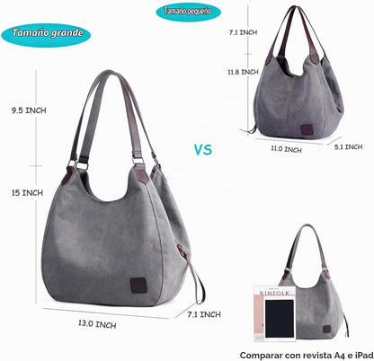 Dourr Bolso para hombro para mujer, con múltiples bolsillos, bolso...