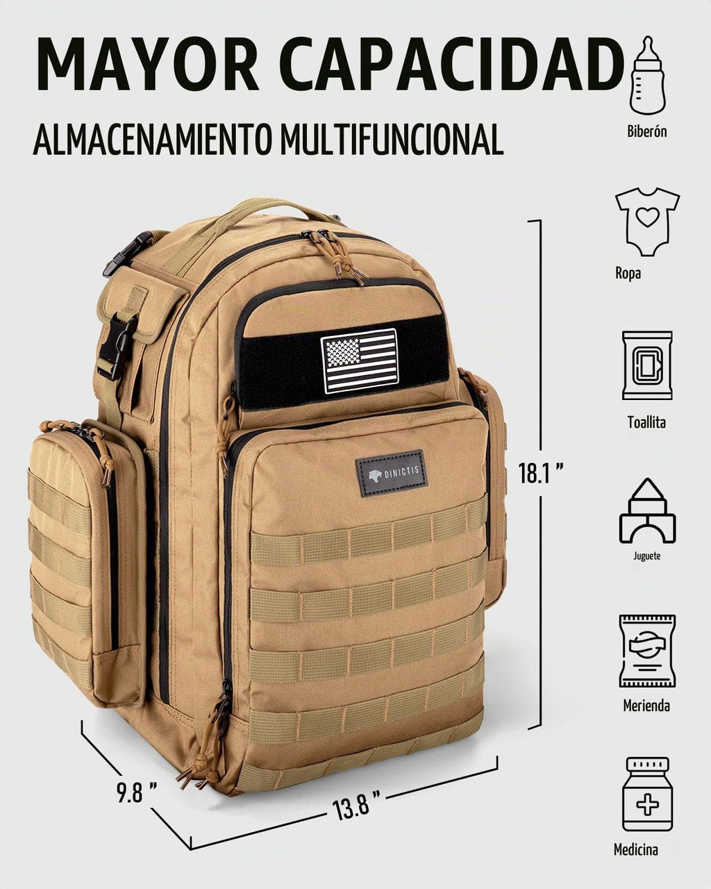 Dinictis Mochila para pañales para papá con cambiador de pañales, c...