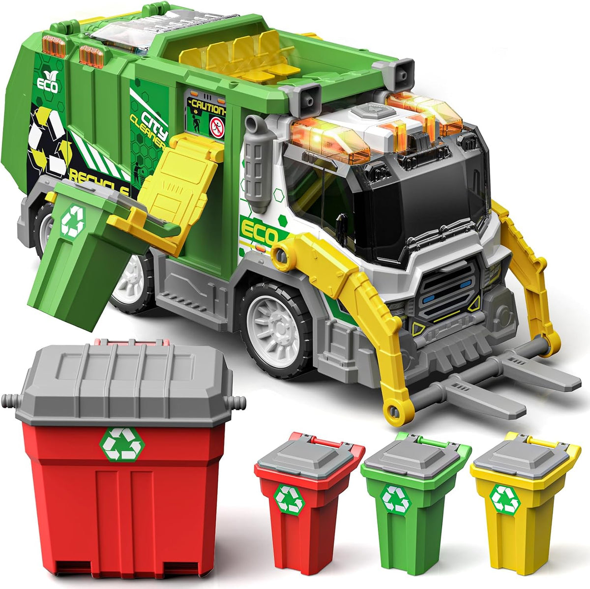 BLUEYAK - Camión de basura grande para niños, limpiador ECO City co...