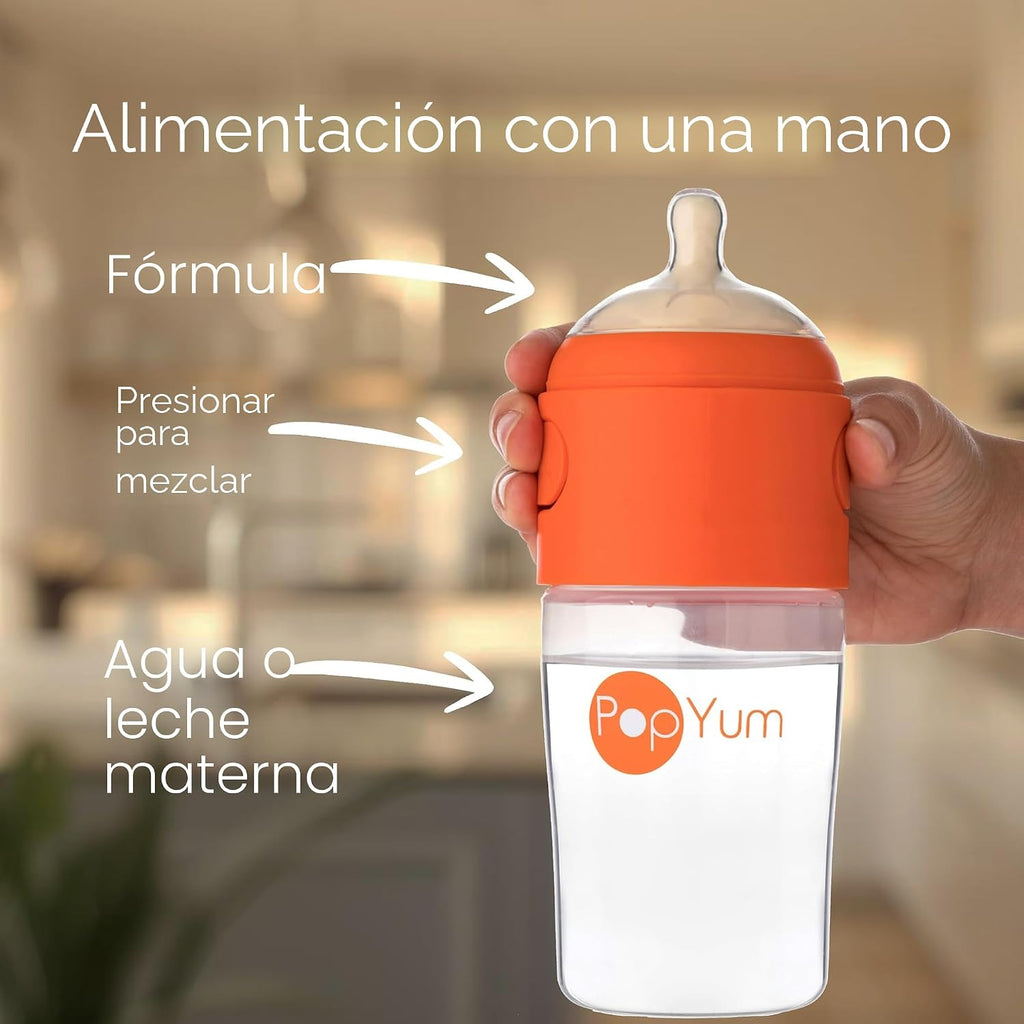 PopYum Biberón de 9 oz con fórmula anticólica naranja para hacer\/m...