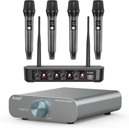 Aveek Amplificador de 2 canales para altavoz pasivo, sistema de mic...